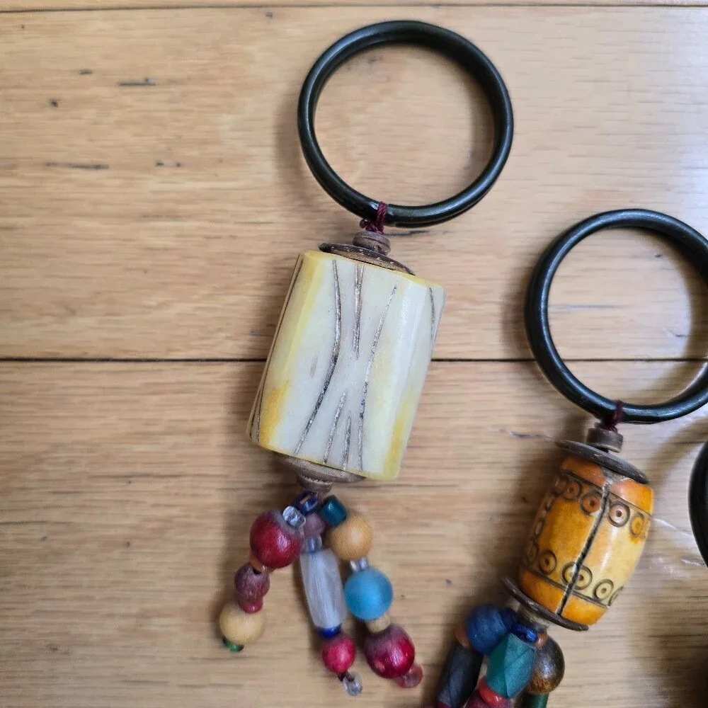 vintage Y2K | rustic boho multicolor chunky bead napkin holders